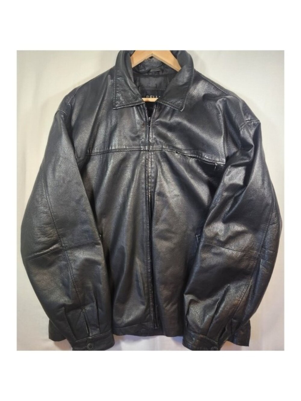 Pelle Cuir Black Leather Bomber Jacket Mens XL Buckles Vintage minor flaws